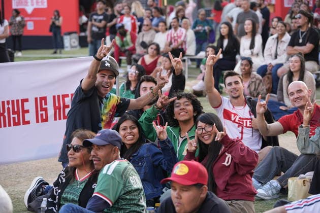 Turkiye opens World Cup fan, media zone in Los Angeles LOS ANGELES, CA - JUNE 18: A view of the setup under the slogan Turkiye is Here, the 3,050-square-meter Turkish Vibe Zone at Gloria Molina Grand Park on June 18, 2026, in Los Angeles, California, United States. The venue, running through June 26, brings fans together for live match screenings, culinary events and cultural programming following the highly anticipated Turkiye-US World Cup match. Tayfun Coskun Anadolu California United States. Editorial use only. Please get in touch for any other usage.  Copyright: x2026xAnadoluxTayfunxCoskunx