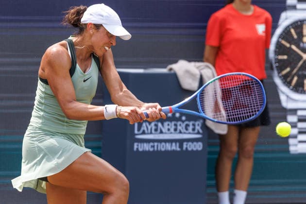 Berlin, 15.06.26, Tennis: VANDA Pharmaceuticals BERLIN TENNIS OPEN 2026 im Steffi-Graf-Stadion. Damen, Einzel. J. Pegula (USA) vs M. Keys (USA). Madison Keys retourniert einen Ball. VANDA Pharmaceuticals BERLIN TENNIS OPEN 2026