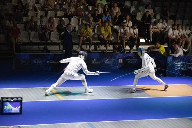 June 19, 2026, Antony, Hauts-De-Seine, France: Paris, France: Ukraine defeated Hungary in the quarterfinals of the team men s o po e event at the European Fencing Championships in Antony. Antony France - ZUMAp284 20260619_zip_p284_003 Copyright: xMickaelxPintax