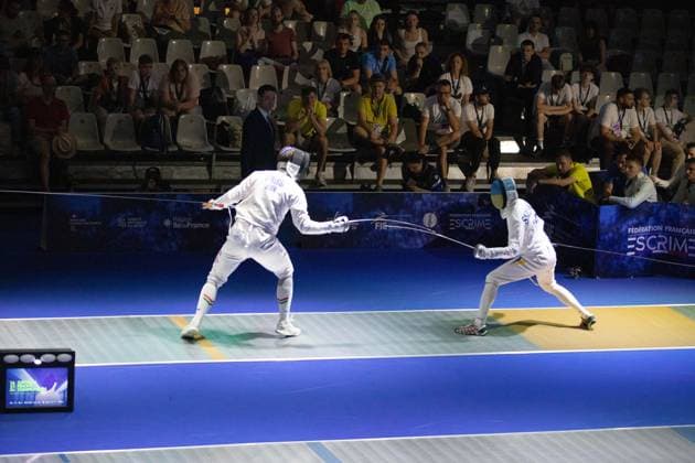 June 19, 2026, Antony, Hauts-De-Seine, France: Paris, France: Ukraine defeated Hungary in the quarterfinals of the team men s o po e event at the European Fencing Championships in Antony. Antony France - ZUMAp284 20260619_zip_p284_004 Copyright: xMickaelxPintax