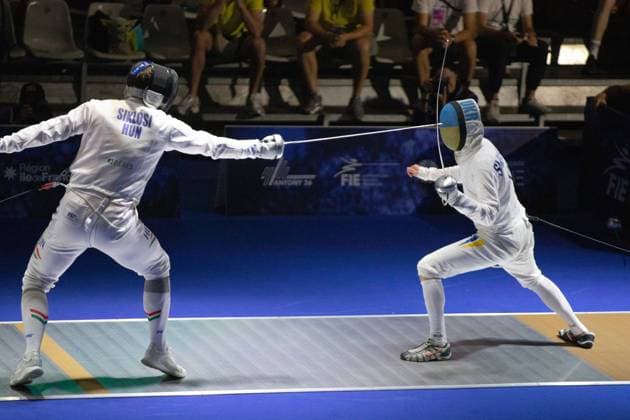 June 19, 2026, Antony, Hauts-De-Seine, France: Paris, France: Ukraine defeated Hungary in the quarterfinals of the team men s o po e event at the European Fencing Championships in Antony. France News - June 19, 2026  - ZUMAp284 20260619_zip_p284_006 Copyright: xMickaelxPintax