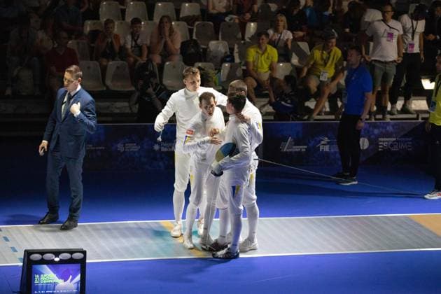 June 19, 2026, Antony, Hauts-De-Seine, France: Paris, France: Ukraine defeated Hungary in the quarterfinals of the team men s o po e event at the European Fencing Championships in Antony. Antony France - ZUMAp284 20260619_zip_p284_015 Copyright: xMickaelxPintax