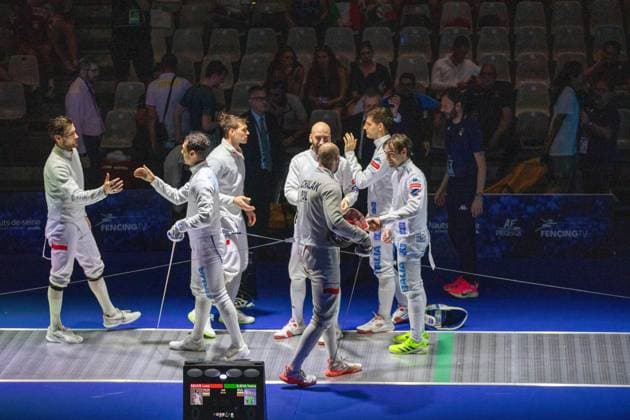 June 19, 2026, Antony, Hauts-De-Seine, France: Paris, France: Italy defeated Poland in the quarterfinals of the team men s o po e event at the European Fencing Championships in Antony. Antony France - ZUMAp284 20260619_zip_p284_025 Copyright: xMickaelxPintax