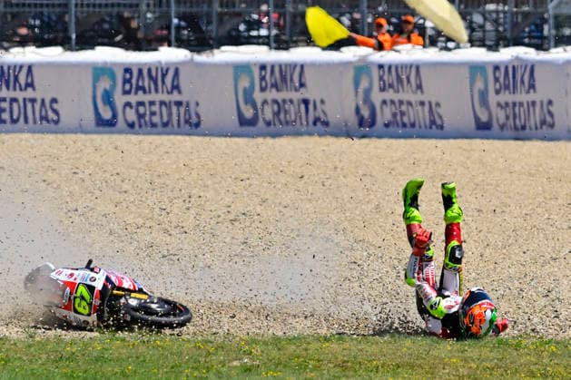 Czech Republic motorcycle Grand Prix, MotoGP World Championship, WM, Weltmeisterschaft in Brno, Czech Republic, on June 19, 2026. Falls Casey O Gorman from Ireland, team SIC58 Squadra Corse, Moto3 category. (CTKxPhoto VaclavxSalek) CTKPhotoP2026061905673  CTKPhotoP2026061905673