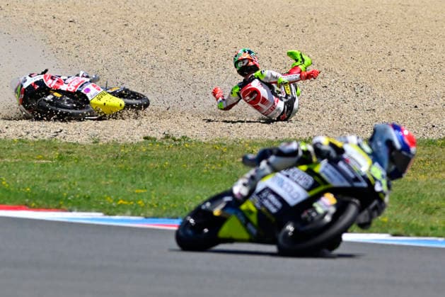 Czech Republic motorcycle Grand Prix, MotoGP World Championship, WM, Weltmeisterschaft in Brno, Czech Republic, on June 19, 2026. Falls Casey O Gorman from Ireland, team SIC58 Squadra Corse, Moto3 category. (CTKxPhoto VaclavxSalek) CTKPhotoP2026061905675  CTKPhotoP2026061905675