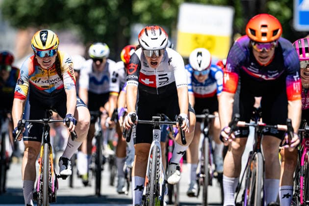 LIECHTI Jasmin: Tour de Suisse - Women 2026 - 3. Stage LIECHTI Jasmin ( SUI ) Swiss Cycling Querformat - quer - horizontal - Landscape - Event Veranstaltung: Tour de Suisse - 3. Stage - Elite Women - Category Kategorie: Cycling - Road cycling, Rad, Radsport, Strasse - Cycling Tour - Elite Women - WWT - Location Ort: Europe Switzerland - Start & Finish: Bad Ragaz - Discipline: Road Race ( RR ) - Cycling Tour - Distance: 120,8 km - Date Datum: 19.06.2026 Friday -