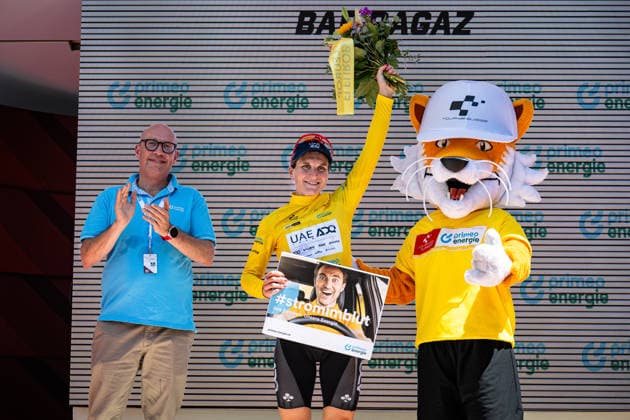 LONGO BORGHINI Elisa: Tour de Suisse - Women 2026 - 3. Stage LONGO BORGHINI Elisa ( ITA ) UAE Team ADQ Leader Jersey - Award Ceremony Medal Ceremony Podium - Querformat - quer - horizontal - Landscape - Event Veranstaltung: Tour de Suisse - 3. Stage - Elite Women - Category Kategorie: Cycling - Road cycling, Rad, Radsport, Strasse - Cycling Tour - Elite Women - WWT - Location Ort: Europe Switzerland - Start & Finish: Bad Ragaz - Discipline: Road Race ( RR ) - Cycling Tour - Distance: 120,8 km - Date Datum: 19.06.2026 Friday -