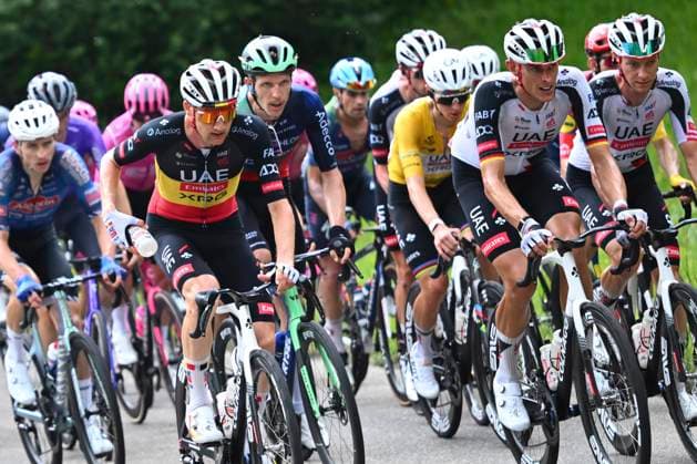 Tour de Suisse 2026 Stage 3 BAD RAGAZ, SWITZERLAND - JUNE 19 : Wellens Tim (BEL) of UAE Team Emirates - XRG, Politt Nils (GER) of UAE Team Emirates - XRG during stage 3 of the 89th edition of Tour de Suisse an UCI World Tour 2.UWT cycling road race stage for Men Elite of 157.9 km with start in Bad Ragaz and finish in Bad Ragaz on June 19, 2026 in Bad Ragaz, Switzerland, 19 06 2026 ( Motordriver Guy De Vuyst - Bad Ragaz Switzerland  Copyright: xVincentxKalutx