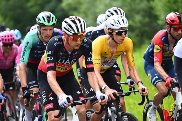 Tour de Suisse 2026 Stage 3 BAD RAGAZ, SWITZERLAND - JUNE 19 : Wellens Tim (BEL) of UAE Team Emirates - XRG and Pogacar Tadej (SLO) of UAE Team Emirates - XRG during stage 3 of the 89th edition of Tour de Suisse an UCI World Tour 2.UWT cycling road race stage for Men Elite of 157.9 km with start in Bad Ragaz and finish in Bad Ragaz on June 19, 2026 in Bad Ragaz, Switzerland, 19 06 2026 ( Motordriver Guy De Vuyst - Bad Ragaz Switzerland  Copyright: xVincentxKalutx