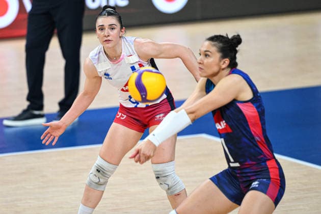 France v China - 2026 FIVB Volleyball Nations League ANKARA, TURKIYE - JUNE 19: Juliette Gelin (99) of France competes against her opponents during the 2026 FIVB Volleyball Nations League week 2 match between France and China at Ankara Sports Hall in Ankara, Turkiye on June 19, 2026. Akin Celiktas Anadolu Ankara Turkey. Editorial use only. Please get in touch for any other usage.  Copyright: x2026xAnadoluxAkinxCeliktasx