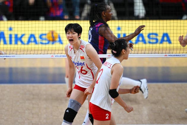 France v China - 2026 FIVB Volleyball Nations League ANKARA, TURKIYE - JUNE 19: Zhongnan Guo (L) of China celebrates after scoring a point during the 2026 FIVB Volleyball Nations League week 2 match between France and China at Ankara Sports Hall in Ankara, Turkiye on June 19, 2026. Akin Celiktas Anadolu Ankara Turkey. Editorial use only. Please get in touch for any other usage.  Copyright: x2026xAnadoluxAkinxCeliktasx