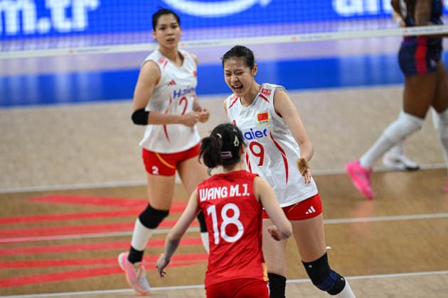 France v China - 2026 FIVB Volleyball Nations League ANKARA, TURKIYE - JUNE 19: Aoqian Wang (9) of China celebrates after scoring a point during the 2026 FIVB Volleyball Nations League week 2 match between France and China at Ankara Sports Hall in Ankara, Turkiye on June 19, 2026. Akin Celiktas Anadolu Ankara Turkey. Editorial use only. Please get in touch for any other usage.  Copyright: x2026xAnadoluxAkinxCeliktasx