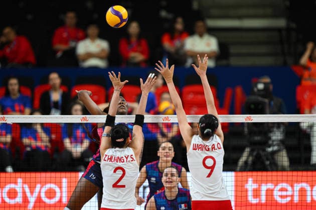 France v China - 2026 FIVB Volleyball Nations League ANKARA, TURKIYE - JUNE 19: Yushan Zhuang (2) and Aoqian Wang (9) of China compete against their opponents during the 2026 FIVB Volleyball Nations League week 2 match between France and China at Ankara Sports Hall in Ankara, Turkiye on June 19, 2026. Akin Celiktas Anadolu Ankara Turkey. Editorial use only. Please get in touch for any other usage.  Copyright: x2026xAnadoluxAkinxCeliktasx
