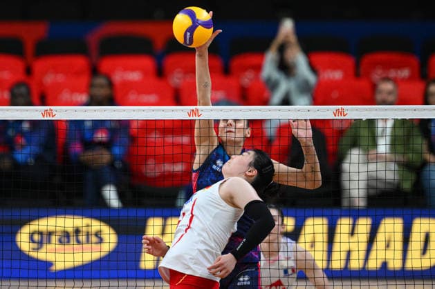 France v China - 2026 FIVB Volleyball Nations League ANKARA, TURKIYE - JUNE 19: Amelie Rotar of France competes against her opponent during the 2026 FIVB Volleyball Nations League week 2 match between France and China at Ankara Sports Hall in Ankara, Turkiye on June 19, 2026. Akin Celiktas Anadolu Ankara Turkey. Editorial use only. Please get in touch for any other usage.  Copyright: x2026xAnadoluxAkinxCeliktasx