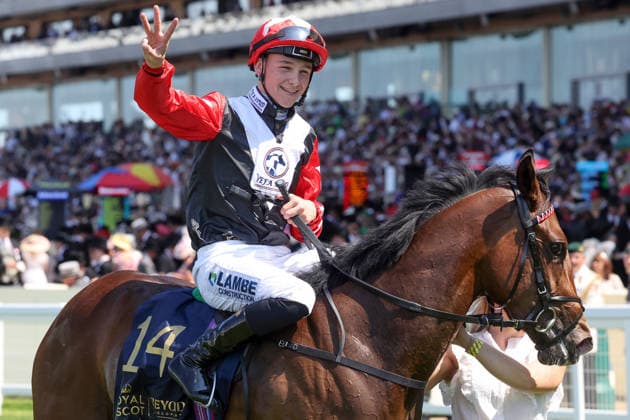 19.06.2026, Ascot, Windsor, GBR - Libertango with Billy Loughnane up after winning the Albany Stakes. Ascot racecourse. (Pferd, Jockey, Libertango, Loughnane, Sieg) 260619D508ROYAL_ASCOT.JPG *** June 19, 2026, Ascot, Windsor, GBR Libertango with Billy Loughnane aboard after winning the Albany Stakes at Ascot Racecourse Horse, Jockey, Libertango, Loughnane, Victory 260619D508ROYAL ASCOT JPG,detected_source_language