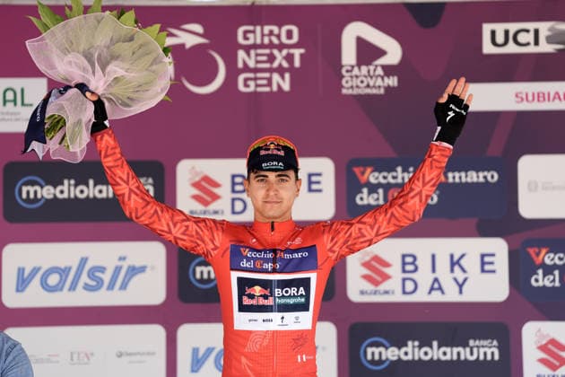 The red jersey Italy s Davide Donati of Red Bull - Bora - Hansgrohe Rookies during Stage 6 of the Giro Next Gen 2026, from Velletri to Subiaco-Monte Livata, Italy, Friday, June 19, 2026.  Copyright: xMassimoxPaolone LaPressex
