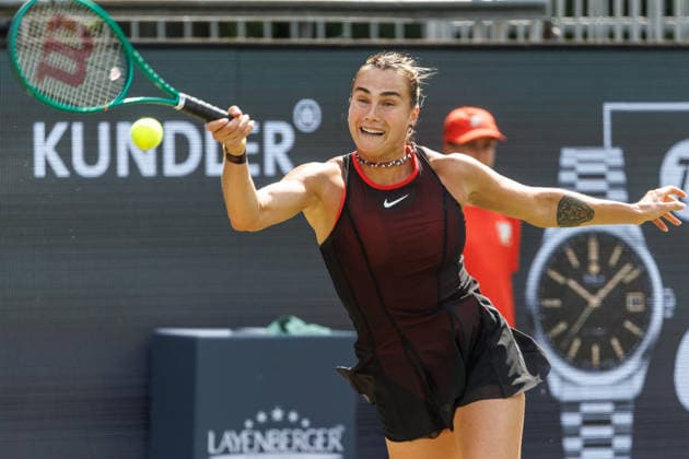 Berlin, 15.06.26, Tennis: VANDA Pharmaceuticals BERLIN TENNIS OPEN 2026 im Steffi-Graf-Stadion. Damen, Einzel. A. Sabalenka - N. Bartunkova (CZE), A. Sabalenka retourniert einen Ball. VANDA Pharmaceuticals BERLIN TENNIS OPEN 2026