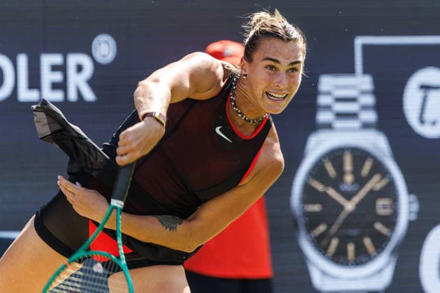 Berlin, 15.06.26, Tennis: VANDA Pharmaceuticals BERLIN TENNIS OPEN 2026 im Steffi-Graf-Stadion. Damen, Einzel. A. Sabalenka - N. Bartunkova (CZE), A. Sabalenka retourniert einen Ball. VANDA Pharmaceuticals BERLIN TENNIS OPEN 2026