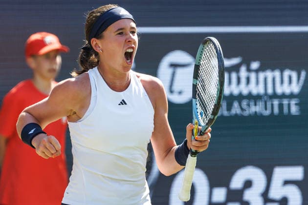 Berlin, 15.06.26, Tennis: VANDA Pharmaceuticals BERLIN TENNIS OPEN 2026 im Steffi-Graf-Stadion. Damen, Einzel. A. Sabalenka - N. Bartunkova (CZE). Nikola Bartunkova freut sich üeber des Satzgewinn. VANDA Pharmaceuticals BERLIN TENNIS OPEN 2026