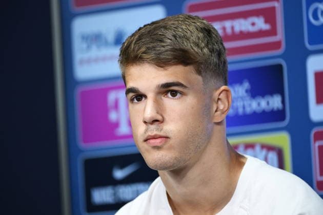 Alexandria, 190626. Croatian players Andrej Kramaric and Luka Vuskovic at the press conference, PK, Pressekonferenz of the Croatian national football team at the training center of the World Cup base camp, located at the Episcopal High School. Photo: Boris Kovacev CROPIX Copyright: xxBorisxKovacevx xCROPIXx croatia_football_conference01-190633