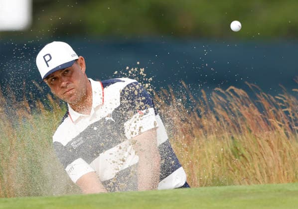 Gary Woodland hits out of a bunker on the 2nd hole during the second round of the 126th U.S. Open Golf Championship at Shinnecock Hills Golf Club in Southampton, NY, on Friday, June 19, 2026.  NYC20260619805 JOHNxANGELILLO