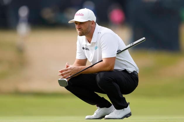 Wyndham Clark lines up a putt on the 3rd green during the second round of the 126th U.S. Open Golf Championship at Shinnecock Hills Golf Club in Southampton, NY, on Friday, June 19, 2026.  NYC20260619808 JOHNxANGELILLO
