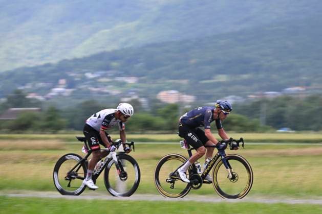 Tour de Suisse 2026 Stage 3 BAD RAGAZ, SWITZERLAND - JUNE 19 : Narvaez Jhonatan (ECU) of UAE Team Emirates - XRG and Meurisse Xandro (BEL) of Pinarello Q36.5 Pro Cycling Team during stage 3 of the 89th edition of Tour de Suisse an UCI World Tour 2.UWT cycling road race stage for Men Elite of 157.9 km with start in Bad Ragaz and finish in Bad Ragaz on June 19, 2026 in Bad Ragaz, Switzerland, 19 06 2026 ( Motordriver Guy De Vuyst - Bad Ragaz Switzerland  Copyright: xVincentxKalutx