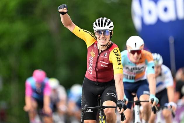 Spanish Alex Aranburu of Cofidis celebrates after winning stage 3 of the Baloise Belgium Tour cycling race, 173km from and to Durbuy, on Friday 19 June 2026. The Baloise Belgium Tour takes place from 17 to 21 June. JASPERxJACOBS  x178292624x