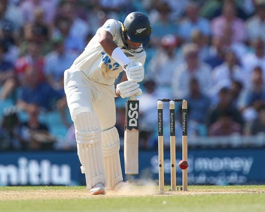LONDON, ENGLAND - JUNE 19: Rachin Ravindra of New Zealand bats during day 3 of the 2nd Rothesay Test Match between England and New Zealand at The Kia Oval on June 19, 2026 in London, England.  Copyright: xJayxPatel SPPx Sportspressphoto_SPR170898