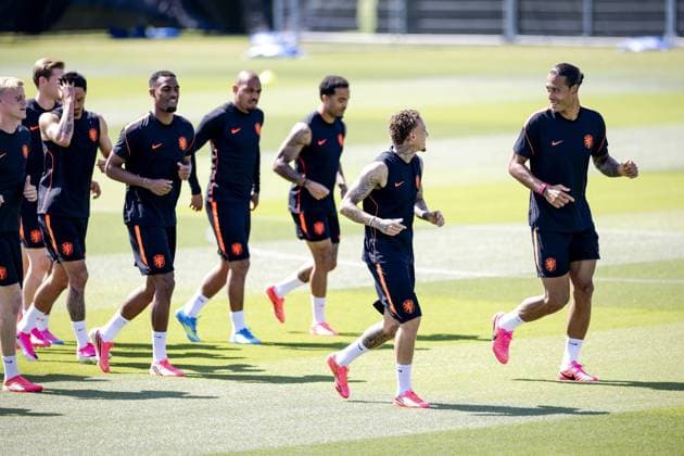 KANSAS CITY - The players during a training session of the Dutch national team, Nationalteam at the KC Current Training Facility, on June 19, 2026, in Kansas City. The Dutch team is preparing for the match against Sweden during the FIFA World Cup, WM, Weltmeisterschaft, Fussball ROBIN VAN LONKHUIJSEN ANP xVIxANPxSportx xxANPxIVx 561437181 originalFilename: 561437181.jpg