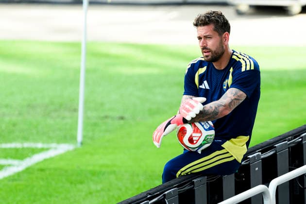 260619 Goalkeeper Kristoffer Nordfeldt of the Swedish national football team at a training session during day 9 of the FIFA World Cup, WM, Weltmeisterschaft, Fussball 2026 on June 19, 2026 in Houston. Photo: Ludvig Thunman BILDBYRAN kod LT PA1243 fotboll football soccer fotball vm fotbolls-vm fotball-vm fotbolls-vm 2026 fifa world cup 2026 träning practice training sverige sweden sverige a day 9 bbeng