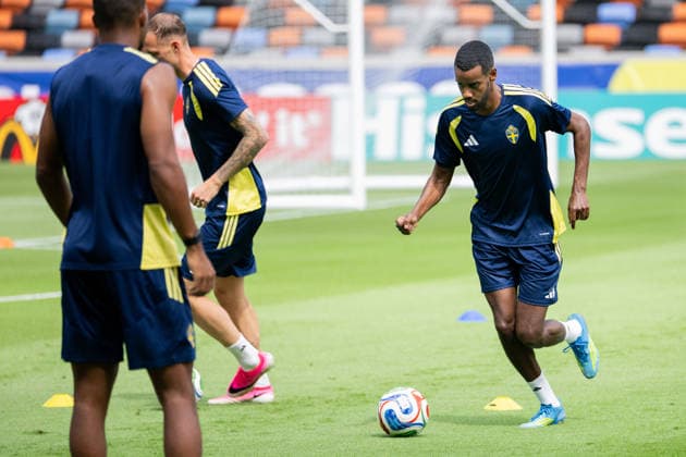 260619 Alexander Isak of the Swedish national football team at a training session during day 9 of the FIFA World Cup, WM, Weltmeisterschaft, Fussball 2026 on June 19, 2026 in Houston. Photo: Petter Arvidson BILDBYRAN kod PA PA1243 fotboll football soccer fotball vm fotbolls-vm fotball-vm fotbolls-vm 2026 fifa world cup 2026 träning practice training sverige sweden sverige a day 9 bbeng