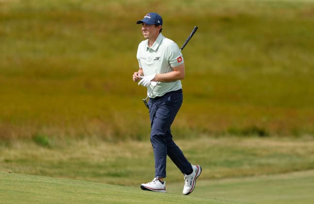 Matt Fitzpatrick of England walks up the 9th fairway during the second round of the 126th U.S. Open Golf Championship at Shinnecock Hills Golf Club in Southampton, NY, on Friday, June 19, 2026.  NYC20260619824 JOHNxANGELILLO