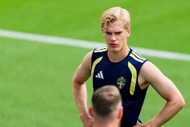 260619 Lucas Bergvall of the Swedish national football team at a training session during day 9 of the FIFA World Cup, WM, Weltmeisterschaft, Fussball 2026 on June 19, 2026 in Houston. Photo: Ludvig Thunman BILDBYRAN kod LT PA1243 fotboll football soccer fotball vm fotbolls-vm fotball-vm fotbolls-vm 2026 fifa world cup 2026 träning practice training sverige sweden sverige a day 9 bbeng