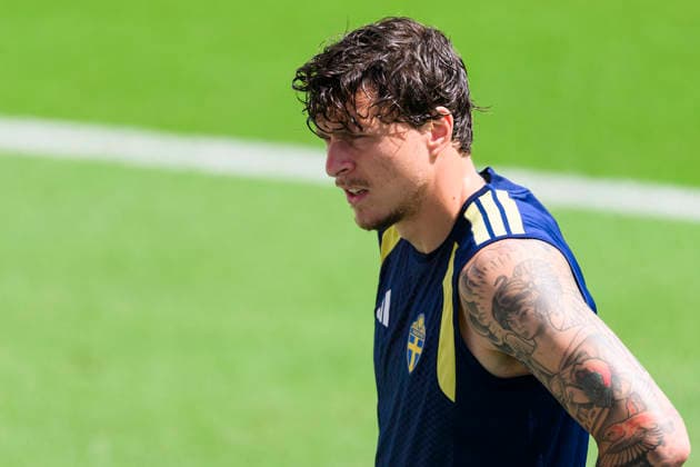 260619 Victor Nilsson Lindelöf of the Swedish national football team at a training session during day 9 of the FIFA World Cup, WM, Weltmeisterschaft, Fussball 2026 on June 19, 2026 in Houston. Photo: Ludvig Thunman BILDBYRAN kod LT PA1243 fotboll football soccer fotball vm fotbolls-vm fotball-vm fotbolls-vm 2026 fifa world cup 2026 träning practice training sverige sweden sverige a day 9 bbeng