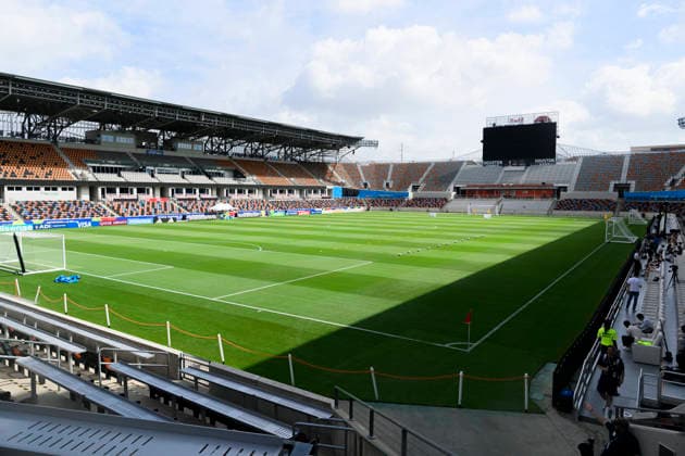 260619 General view of Houston Dash & Dynamo Stadium at a training session with the Swedish national football team during day 9 of the FIFA World Cup, WM, Weltmeisterschaft, Fussball 2026 on June 19, 2026 in Houston. Photo: Ludvig Thunman BILDBYRAN kod LT PA1243 fotboll football soccer fotball vm fotbolls-vm fotball-vm fotbolls-vm 2026 fifa world cup 2026 träning practice training sverige sweden sverige a day 9 bbeng arena interör