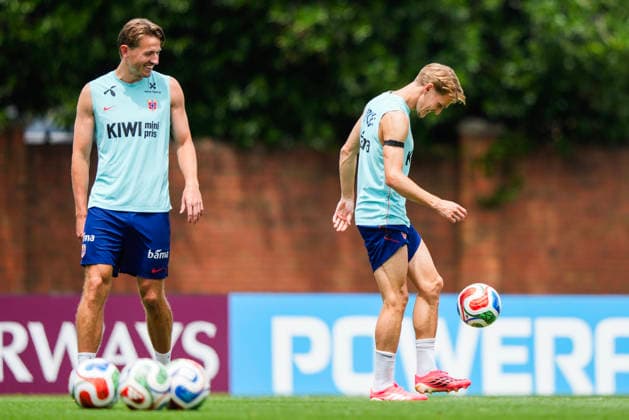 2026 World Cup in Greensboro, USA 20260619 Norway’s Sander Berge and Martin Ødegaard during a training session with the Norwegian men’s national soccer team at the University of North Carolina at Greensboro (UNCG). Photo  Copyright: xFredrikxVarfjellx xNTBx