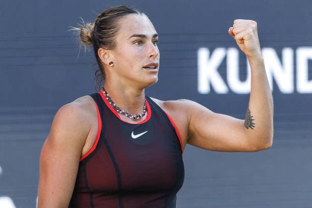 Berlin, 15.06.26, Tennis: VANDA Pharmaceuticals BERLIN TENNIS OPEN 2026 im Steffi-Graf-Stadion. Damen, Einzel. A. Sabalenka - N. Bartunkova (CZE). A. Sabalenka freut sich üeber des Sieg. VANDA Pharmaceuticals BERLIN TENNIS OPEN 2026