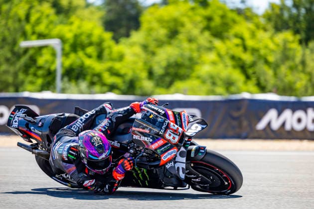 MotoGP of Czechia - Free Practice Number 89 Aprilia Racing rider Jorge Martin during practice 1 at the 2026 MotoGP Grand Prix of Czechia. Brno Brno Czech Republic  Copyright: xStephenxBlackberryx originalFilename:blackberry-2026moto260619_npuMb.jpg