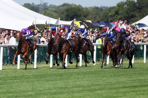 19.06.2026, Ascot, Windsor, GBR - Precise with Ryan Moore up wins the Coronation Stakes. Ascot racecourse. (Pferd, Jockey, Precise, Moore, Sieg, Ziel, Zielankunft) 260619D547ROYAL_ASCOT.JPG *** June 19, 2026, Ascot, Windsor, GBR