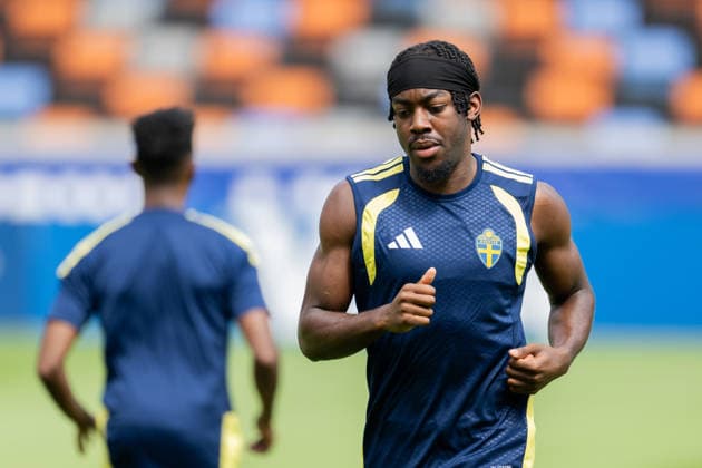 260619 Anthony Elanga of the Swedish national football team at a training session during day 9 of the FIFA World Cup, WM, Weltmeisterschaft, Fussball 2026 on June 19, 2026 in Houston. Photo: Petter Arvidson BILDBYRAN kod PA PA1243 fotboll football soccer fotball vm fotbolls-vm fotball-vm fotbolls-vm 2026 fifa world cup 2026 träning practice training sverige sweden sverige a day 9 bbeng
