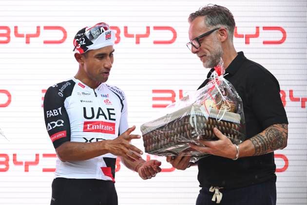 Tour de Suisse 2026 Stage 3 BAD RAGAZ, SWITZERLAND - JUNE 19 : Narvaez Jhonatan (ECU) of UAE Team Emirates XRG winner during stage 3 of the 89th edition of Tour de Suisse an UCI World Tour 2.UWT cycling road race stage for Men Elite of 157.9 km with start in Bad Ragaz and finish in Bad Ragaz on June 19, 2026 in Bad Ragaz, Switzerland, 19 06 2026 ( Motordriver Guy De Vuyst - Bad Ragaz Switzerland  Copyright: xVincentxKalutx