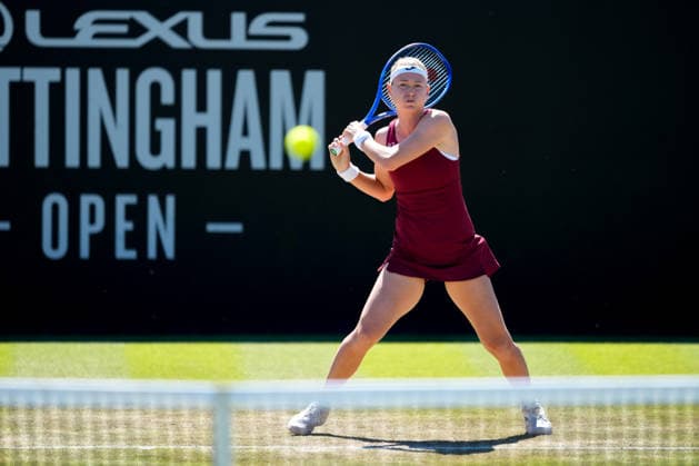 Lexus Nottingham Open - Day Five Marie Bouzkova in action during her quarter-final singles match at the 2026 Lexus Nottingham Open Women s tennis tournament at the Nottingham Tennis Centre in Nottingham, England, on June 19, 2026. Nottingham Great Britain United Kingdom  Copyright: xOwenxHammondx originalFilename:hammond-2026lexu260619_npa6k.jpg