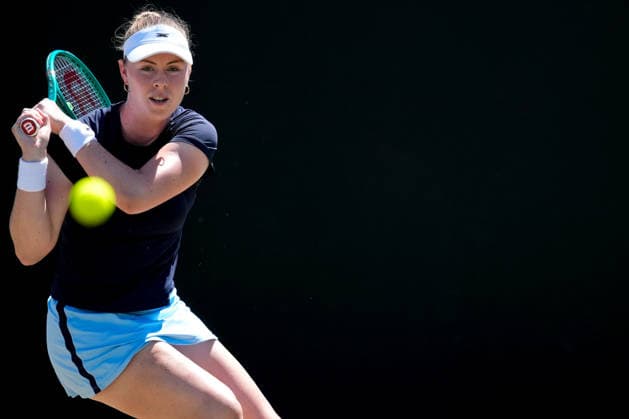 Lexus Nottingham Open - Day Five Talia Gibson competes during her quarter-final singles match at the 2026 Lexus Nottingham Open Women s tennis tournament at the Nottingham Tennis Centre in Nottingham, England, on June 19, 2026. Nottingham Great Britain United Kingdom  Copyright: xOwenxHammondx originalFilename:hammond-2026lexu260619_npz3u.jpg