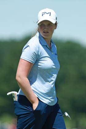 Meijer LPGA, Golf Damen Classic BELMONT, MICHIGAN - JUNE 19: Lottie Woad of England reacts to her putt on the 9th ghreen during the second round of the Meijer LPGA Classic for Simply Give golf tournament at Blythefield Country Club in Belmont, MI, USA Friday, June 19, 2026. Belmont Michigan United States  Copyright: xJorgexLemusx originalFilename:lemus-meijerlp260619_npVia.jpg