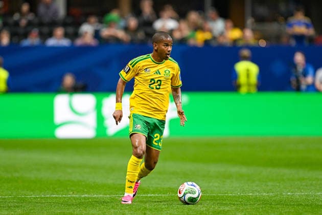 ATLANTA, GA - JUNE 18: Jayden Adams 23 of South Africa looks to pass during the FIFA World Cup, WM, Weltmeisterschaft, Fussball 2026 Group A match between Czechia and South Africa on June 18th, 2026 at Atlanta Stadium in Atlanta, GA. (Photo by Rich von Biberstein Icon Sportswire) SOCCER: JUN 18 FIFA World Cup 26 Group A - Czechia vs South Africa EDITORIAL USE ONLY Icon260618112