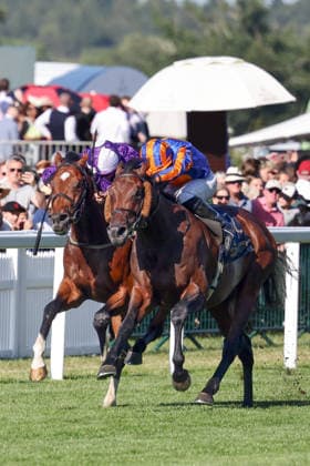 19.06.2026, Ascot, Windsor, GBR - Causeway with Ryan Moore up wins the King Edward VII Stakes. Ascot racecourse. (Pferd, Jockey, Causeway, Moore, Sieg, Ziel, Zielankunft) 260619D572ROYAL_ASCOT.JPG