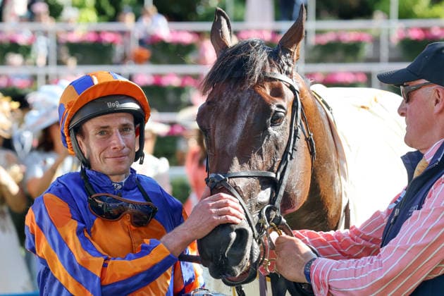 19.06.2026, Ascot, Windsor, GBR - Causeway with Ryan Moore after winning the King Edward VII Stakes. Ascot racecourse. (Pferd, Jockey, Causeway, Moore, Sieg) 260619D576ROYAL_ASCOT.JPG