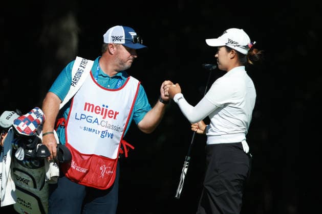 Meijer LPGA, Golf Damen Classic BELMONT, MICHIGAN - JUNE 19: Minji Kang of Republic of Korea plays her putt on the 7th green during the second round of the Meijer LPGA Classic for Simply Give golf tournament at Blythefield Country Club in Belmont, MI, USA Friday, June 19, 2026. Belmont Michigan United States  Copyright: xJorgexLemusx originalFilename:lemus-meijerlp260619_np6Ex.jpg