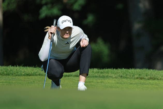 Meijer LPGA, Golf Damen Classic BELMONT, MICHIGAN - JUNE 19: Cassie Portert of Australia lines up her putt on the 7th green during the second round of the Meijer LPGA Classic for Simply Give golf tournament at Blythefield Country Club in Belmont, MI, USA Friday, June 19, 2026. Belmont Michigan United States  Copyright: xJorgexLemusx originalFilename:lemus-meijerlp260619_npf5x.jpg